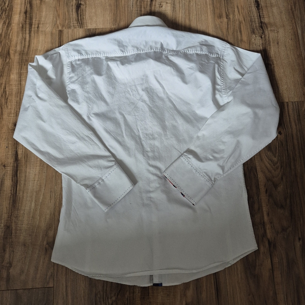 Elegant White Dress Shirt with Blue Details - Picture 3 of 6